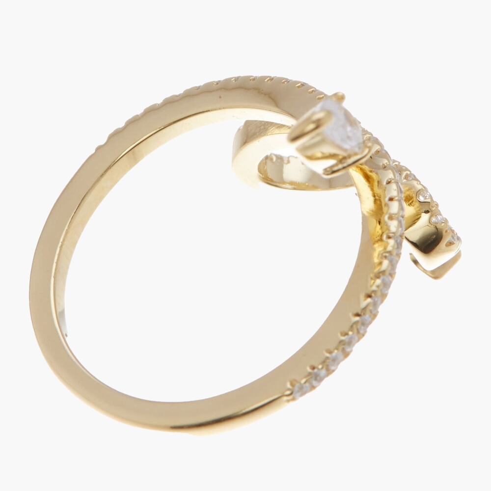 NWT ADORNIA 14K Gold Plated Swarovski Crystal Accented Winding Snake Ring (7) - Picture 2 of 4
